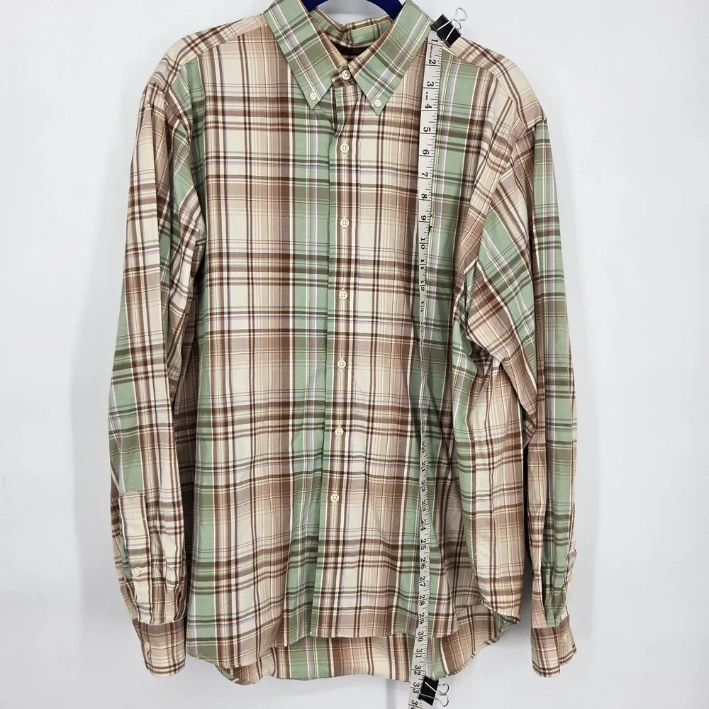 VINTAGE Polo Ralph Lauren Shirt Button Down Men XL Plaid Long Sleeve Classic Fit